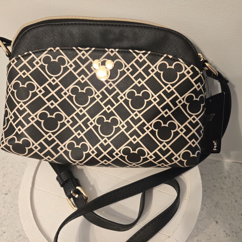 Mickey Mouse Black and Cream Crossbody Bag